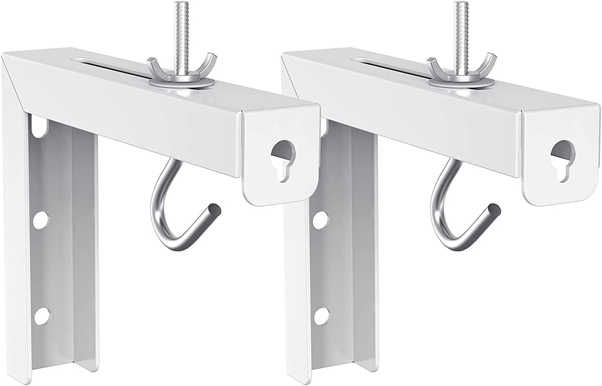 Universal Projector Screen Ceiling Mount, Wall Hanging Mount L-Brackets, 6 Inch Adjustable Extension with Hook Kit, Projector Screen Placement Hold up to 66 Lbs (PSM001-W), White