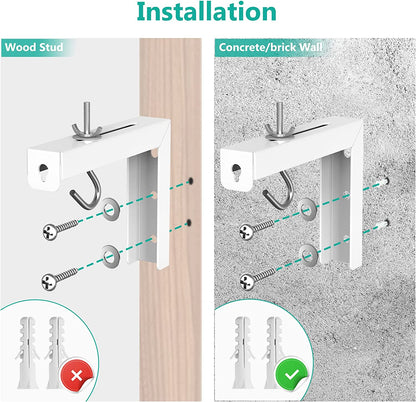 Universal Projector Screen Ceiling Mount, Wall Hanging Mount L-Brackets, 6 Inch Adjustable Extension with Hook Kit, Projector Screen Placement Hold up to 66 Lbs (PSM001-W), White